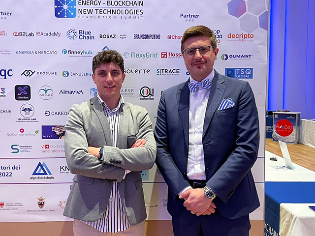 Carmine Lamberti e Alberto Pigozzi CEO e Blockchain Project Specialist di Brain Computing al Blockchain Revolution Summit 1
